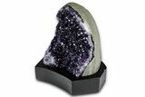 Deep Purple Amethyst Geode With Wood Base - Uruguay #342794-1